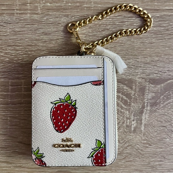 Zip Card Case With Strawberry Print Coach - Picture 3 of 9